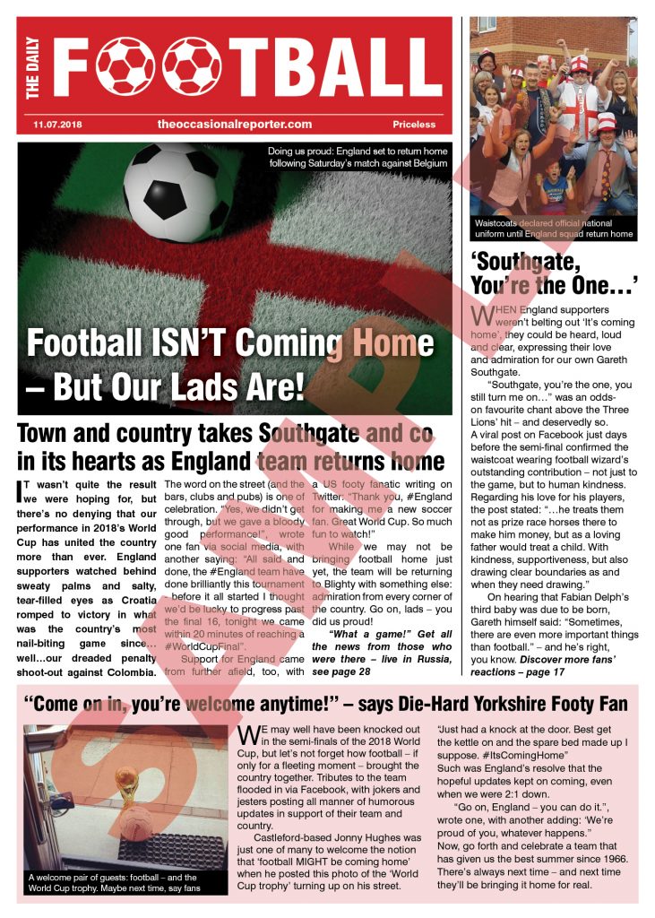 Bespoke custom front page The Occasional Reporter